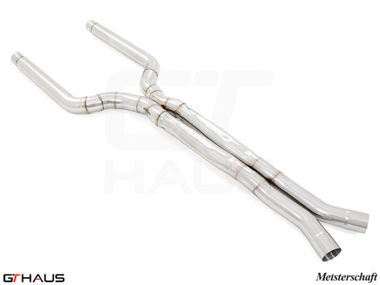 BMW F90 M5 / M5 Competition 2018-2023 LSR Mid Resonator Delete Pipes (Full cat-back pipes) 76mm piping