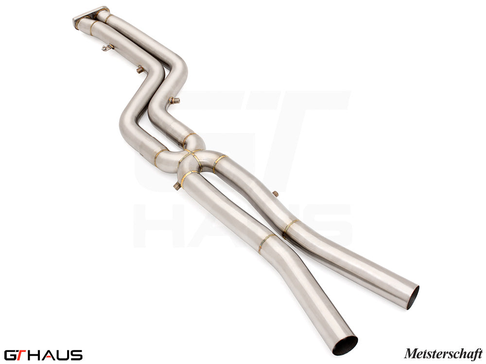BMW F98 X4M SAV 2019-2021 Full Cat-Back 76mm DUAL LSR mid Resonator Delete pipes