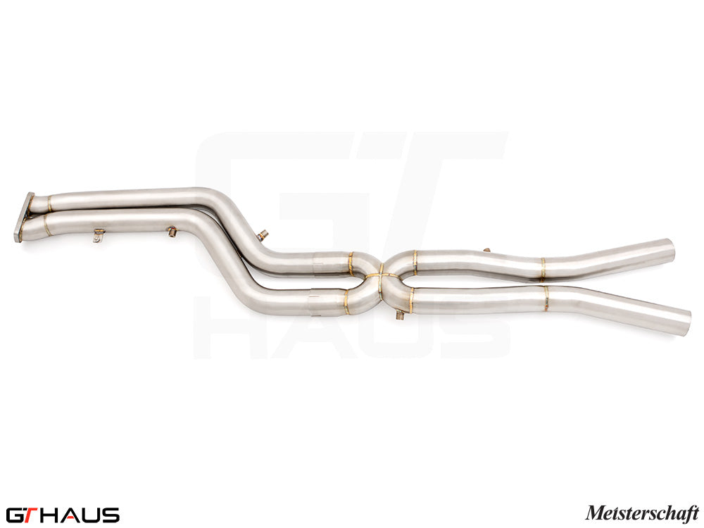 BMW F98 X4M SAV 2019-2021 Full Cat-Back 76mm DUAL LSR mid Resonator Delete pipes