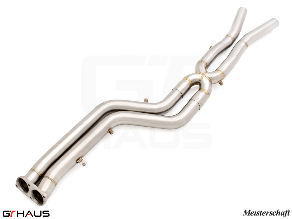 BMW F98 X4M SAV 2019-2021 Full Cat-Back 76mm DUAL LSR mid Resonator Delete pipes