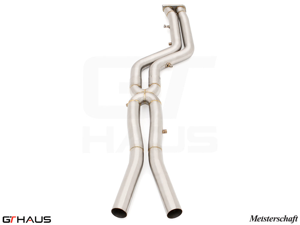 BMW F98 X4M SAV 2019-2021 Full Cat-Back 76mm DUAL LSR mid Resonator Delete pipes